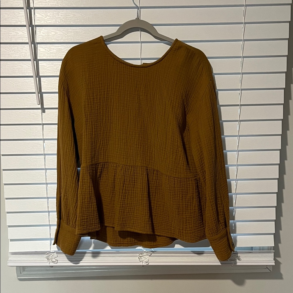Madewell Mustard Peplum Blouse